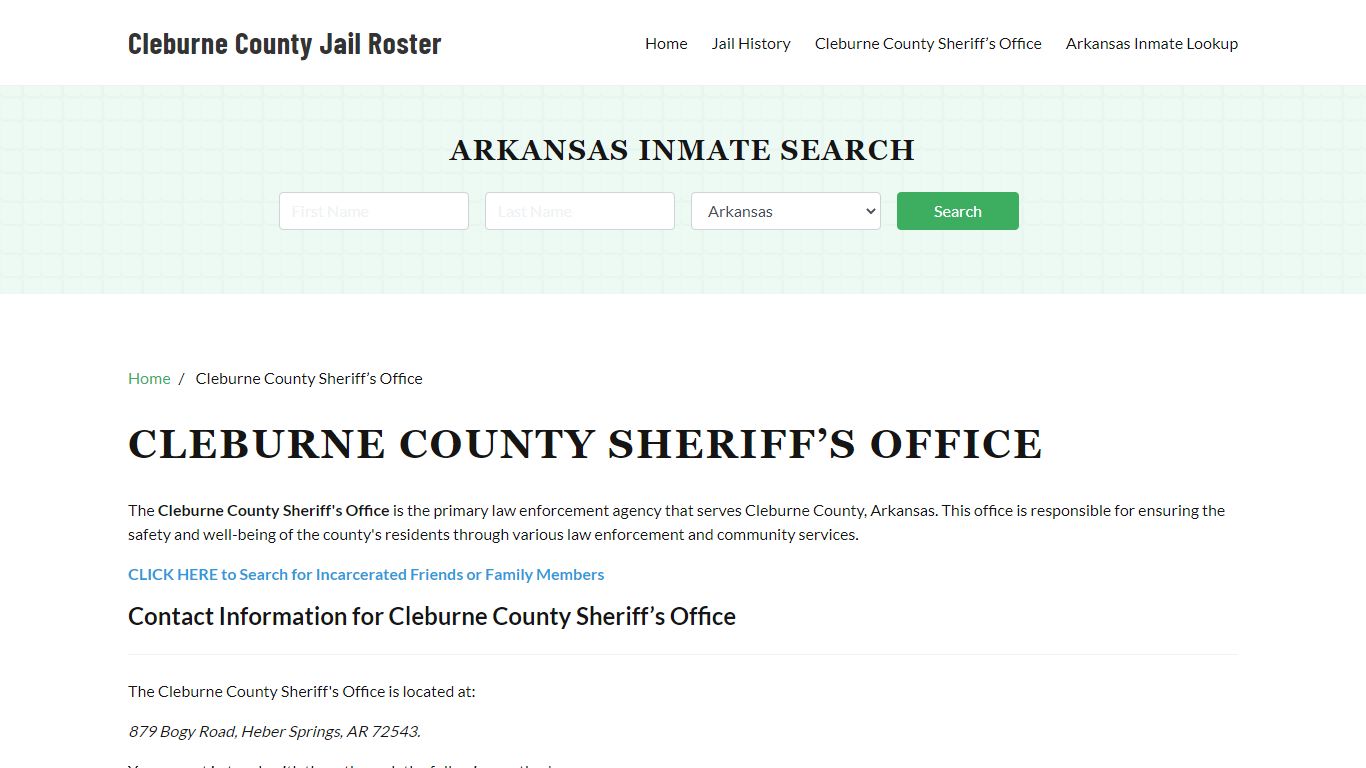 Cleburne County Sheriff Office, AR, Arrest Warrants Search